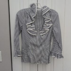 Anne Fontaine Navy and White Striped Blouse